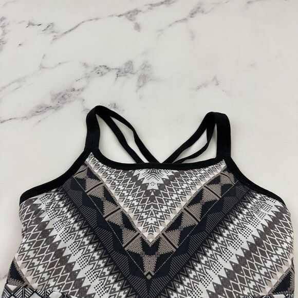 Prana Womens Cora Sundress Size S Black Gray Geometric Print Shelf Bra Stretch - Picture 2 of 10